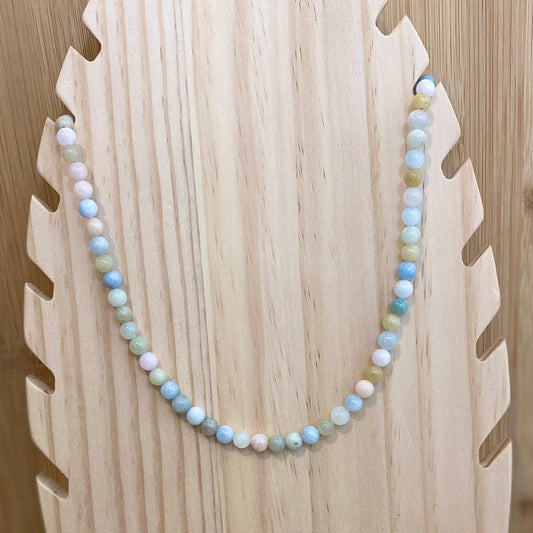Collier de perles en Béryl - Acier Inoxydable