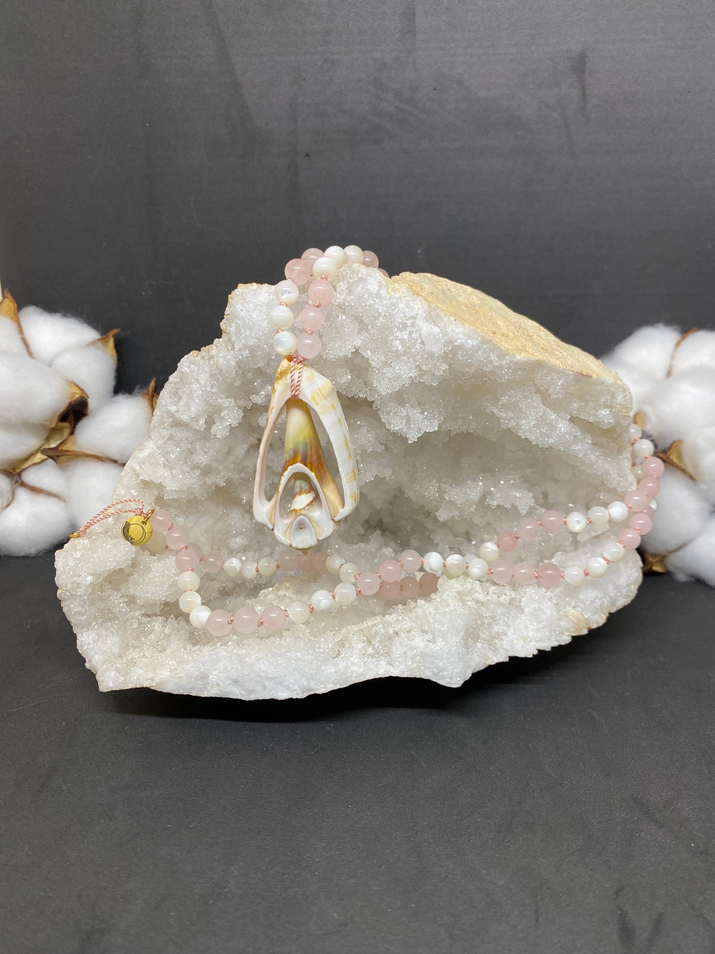 Mala Nacre et Quartz Rose