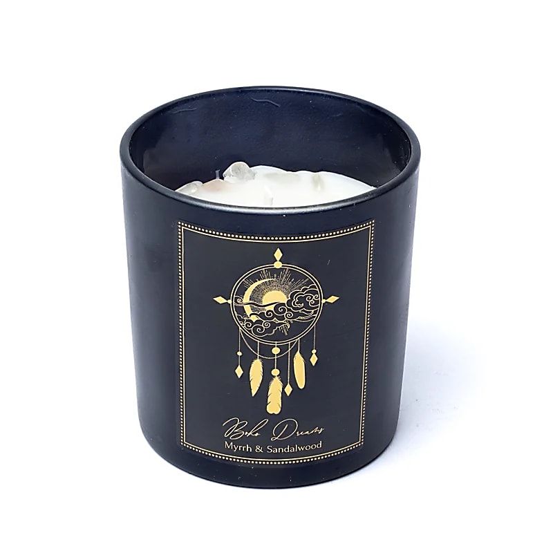 Bougie d’Intention - Boho Dreams (Myrrh & Bois de Santal - Cristal de Roche)