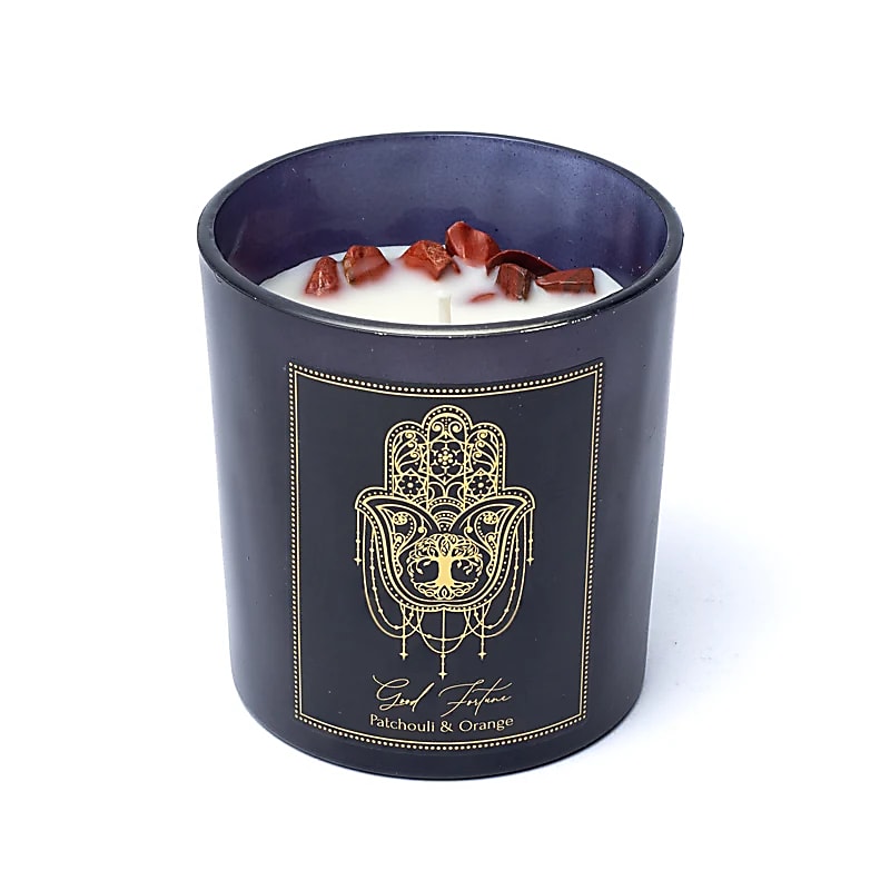 Bougie d’Intention - Good Fortune (Patchouli & Orange - Jaspe Rouge)