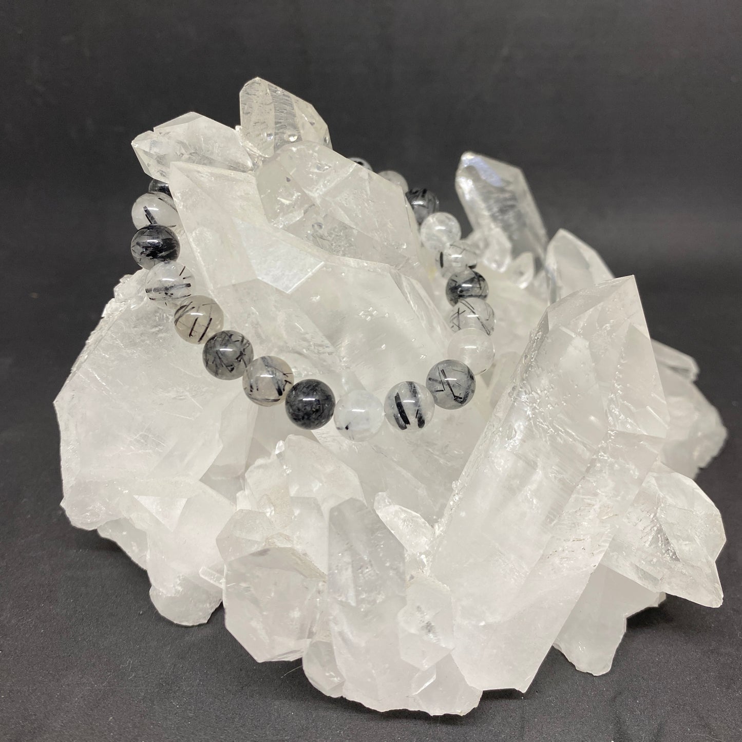 Quartz bracelet with Tourmaline inclusions