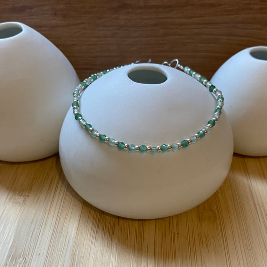 Pulsera Les Intemporels - Aventurina Verde y Cuentas de Plata