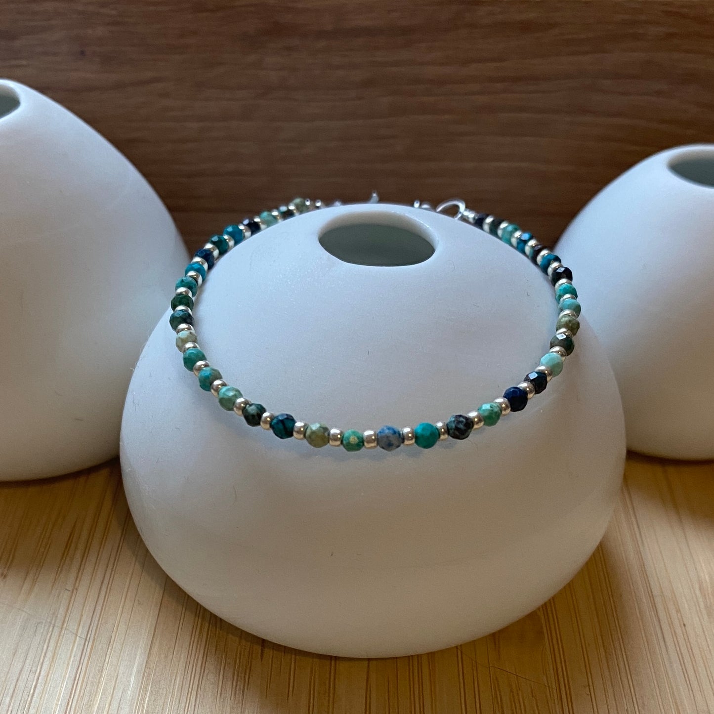 Bracelet Les Intemporels - Chrysocolle et Perles Argentées