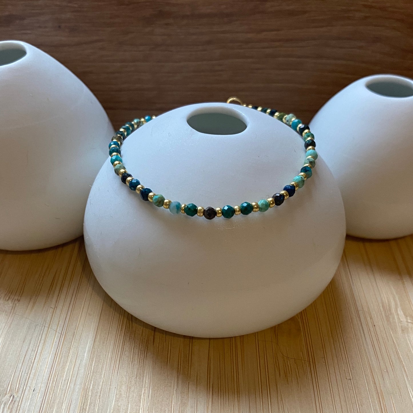 Pulsera Les Intemporels - Crisocola y Perlas Doradas