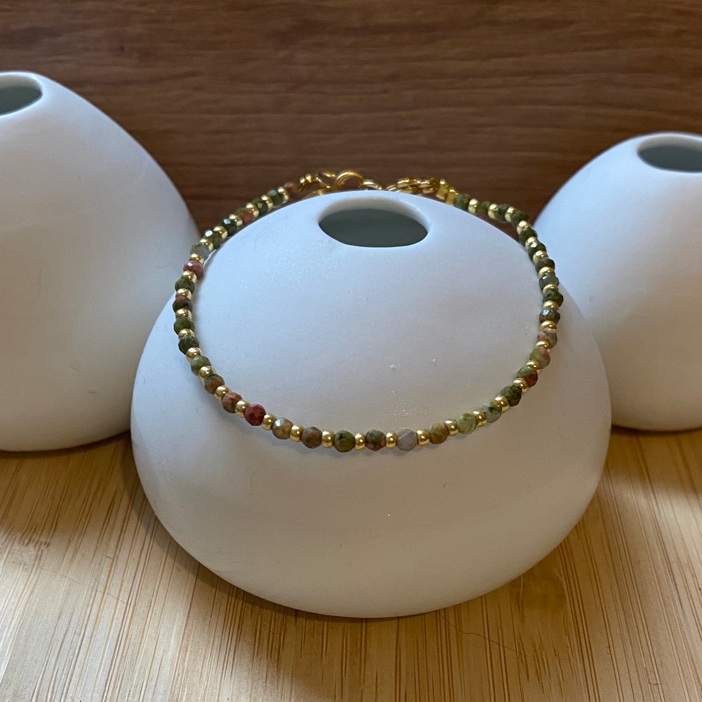 Bracelet Les Intemporels - Unakite et Perles Dorées