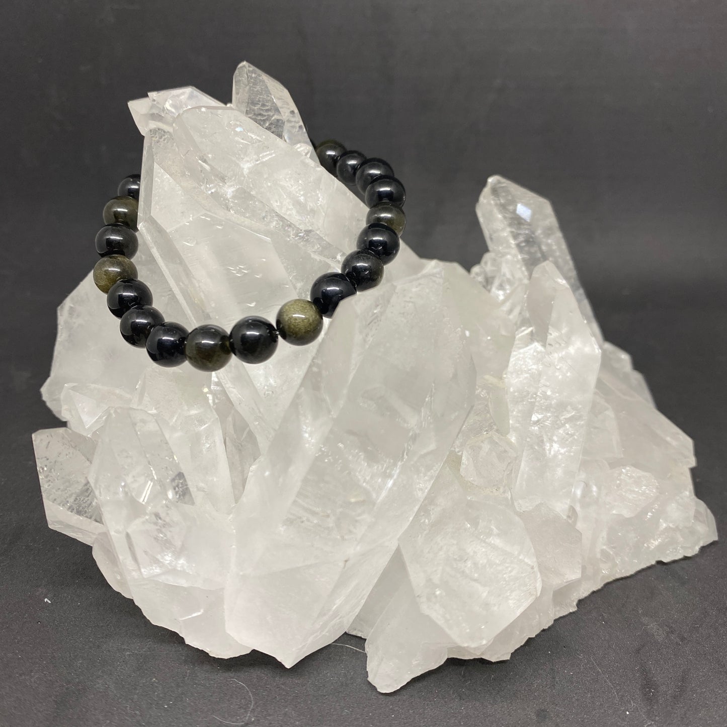 Bracelet Obsidienne Dorée