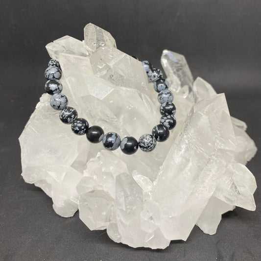 Pulsera de obsidiana moteada / copo de nieve