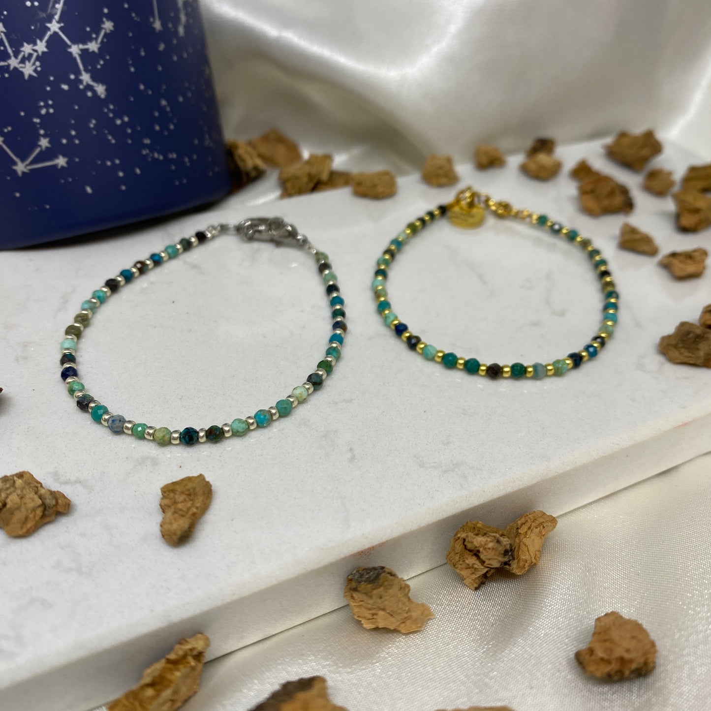 Bracelet Les Intemporels - Chrysocolle et Perles Argentées