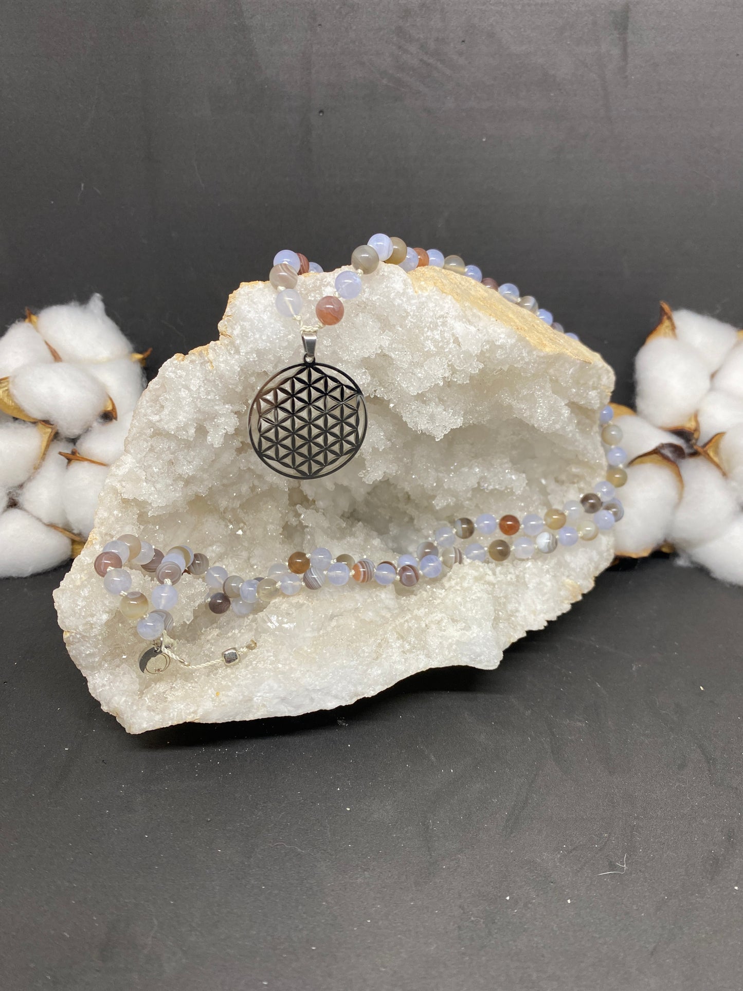 Mala Calcédoine Bleue et Agate Botswana