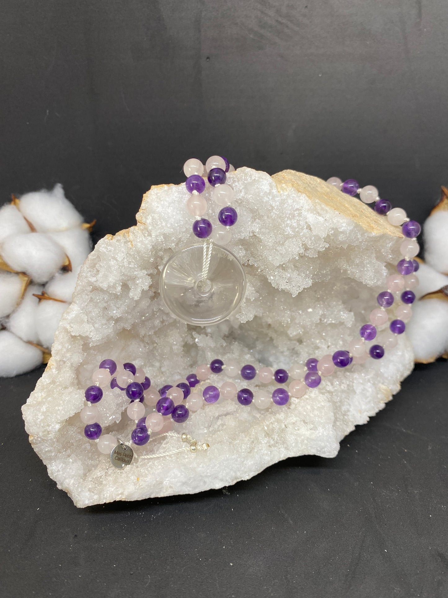 Mala Quartz Rose, Améthyste et Cristal de Roche