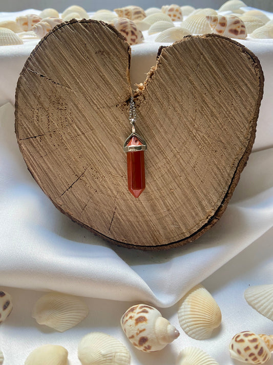 Collier pendentif Pointe Jaspe Rouge