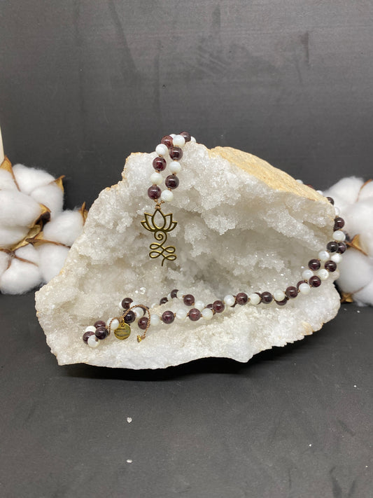 Garnet and Mother-of-Pearl Mala