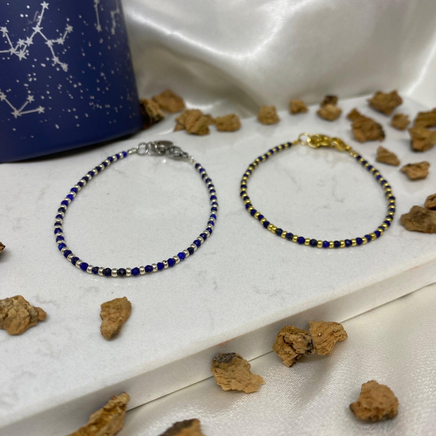 Les Intemporels Bracelet - Lapis-Lazuli and Silver Beads