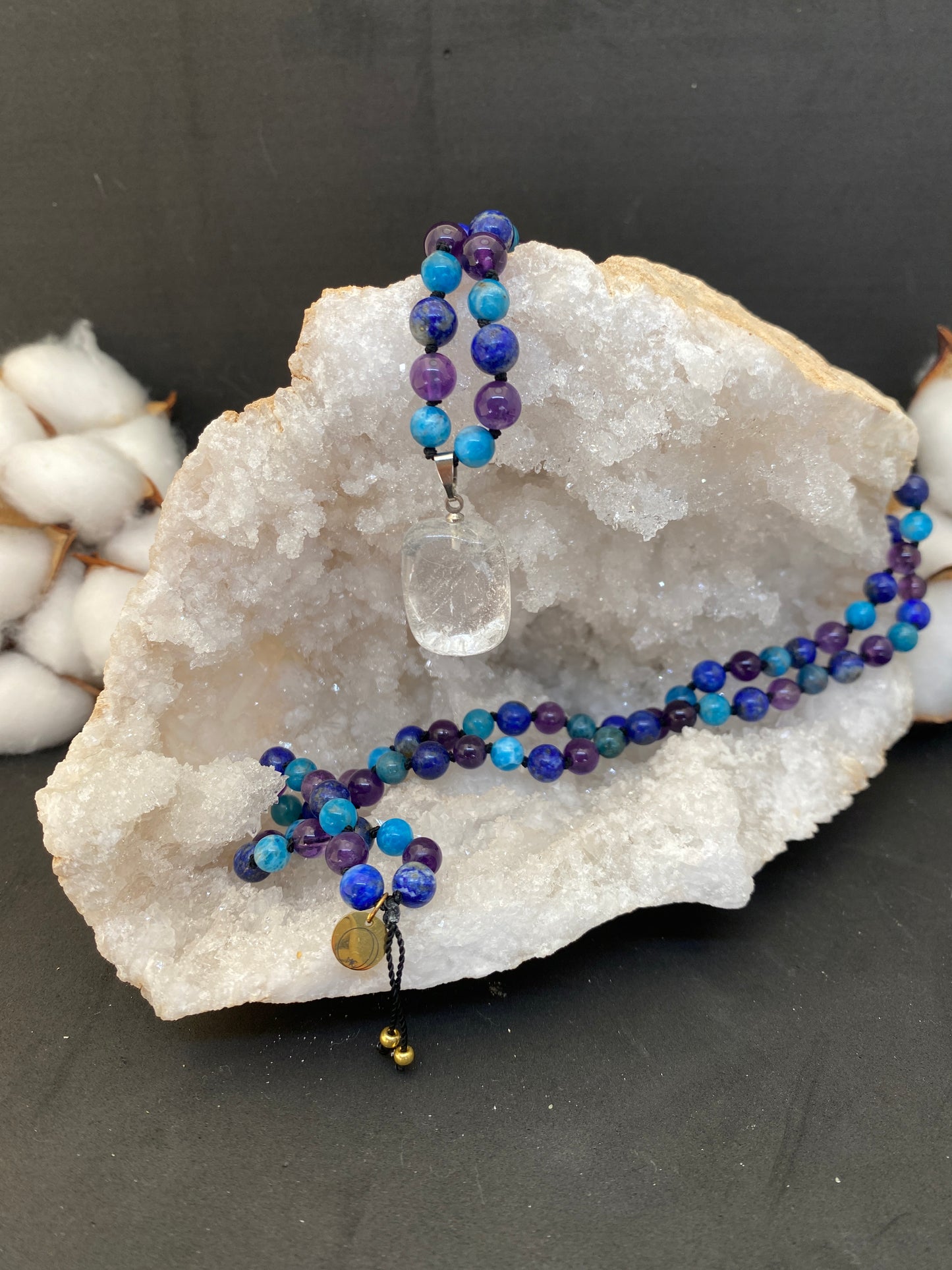 Apatite, Lapis Lazuli and Amethyst Mala