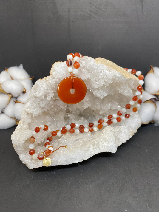 Mother-of-Pearl and Carnelian Mala