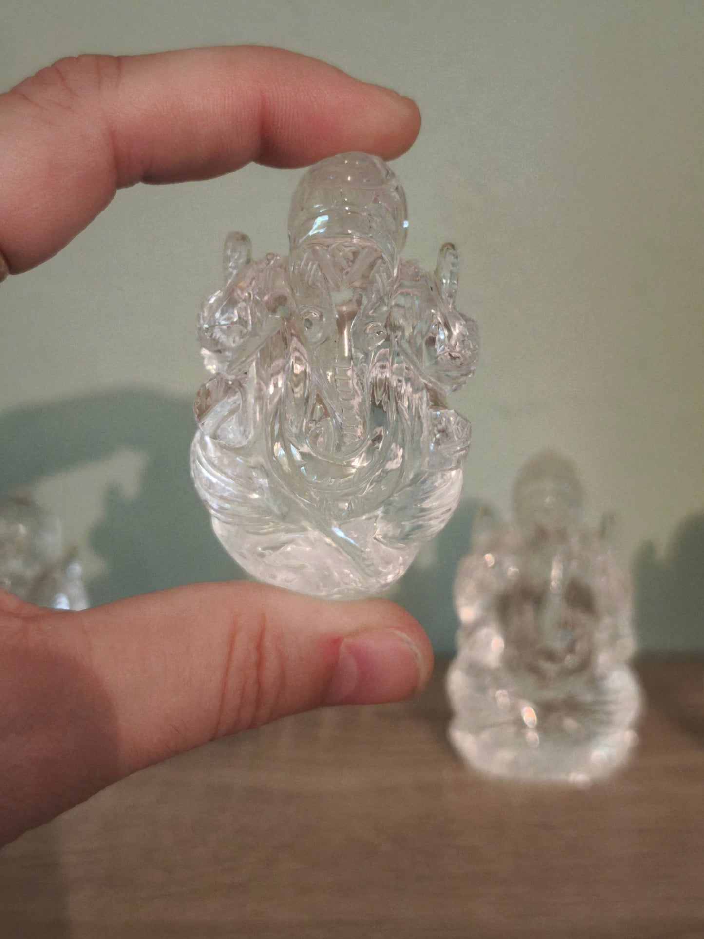 Statue Ganesh en Cristal de Roche - Sagesse, Élimination des Obstacles & Énergie d'Abondance